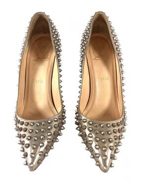 Christian Louboutin Metallic Silver Spiked Pointed Heels